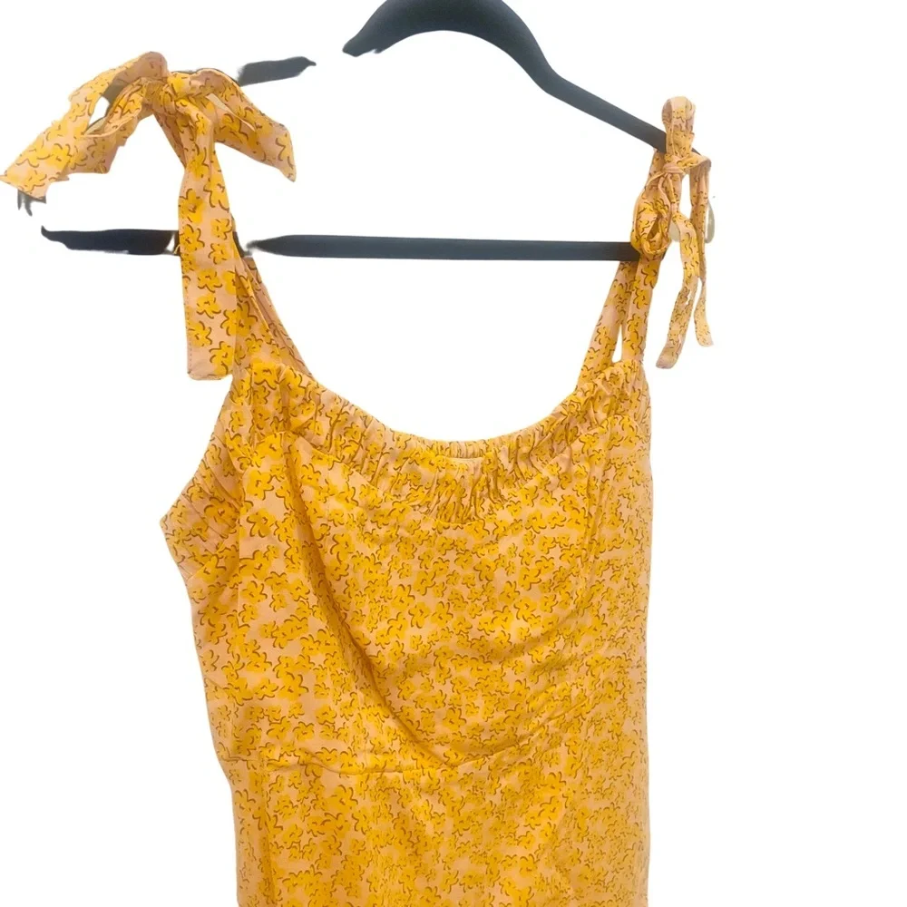 AUGUSTE DEAN GIA MIDI DRESS size 10 Midi Yellow Shirred Leopard Animal Print Zip - Picture 3 of 9
